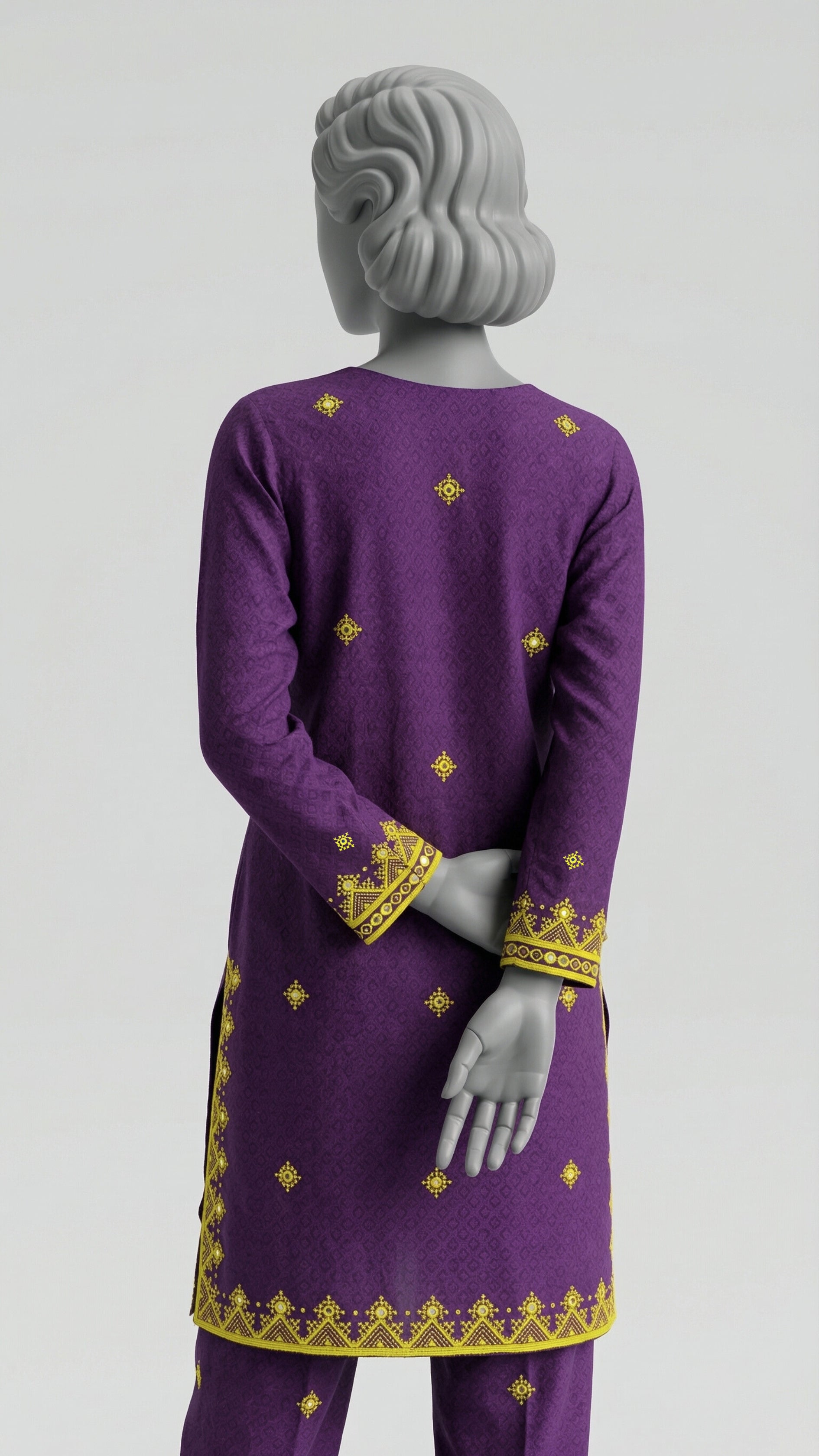 Two piece unstitched Balochi embroidered suit set
