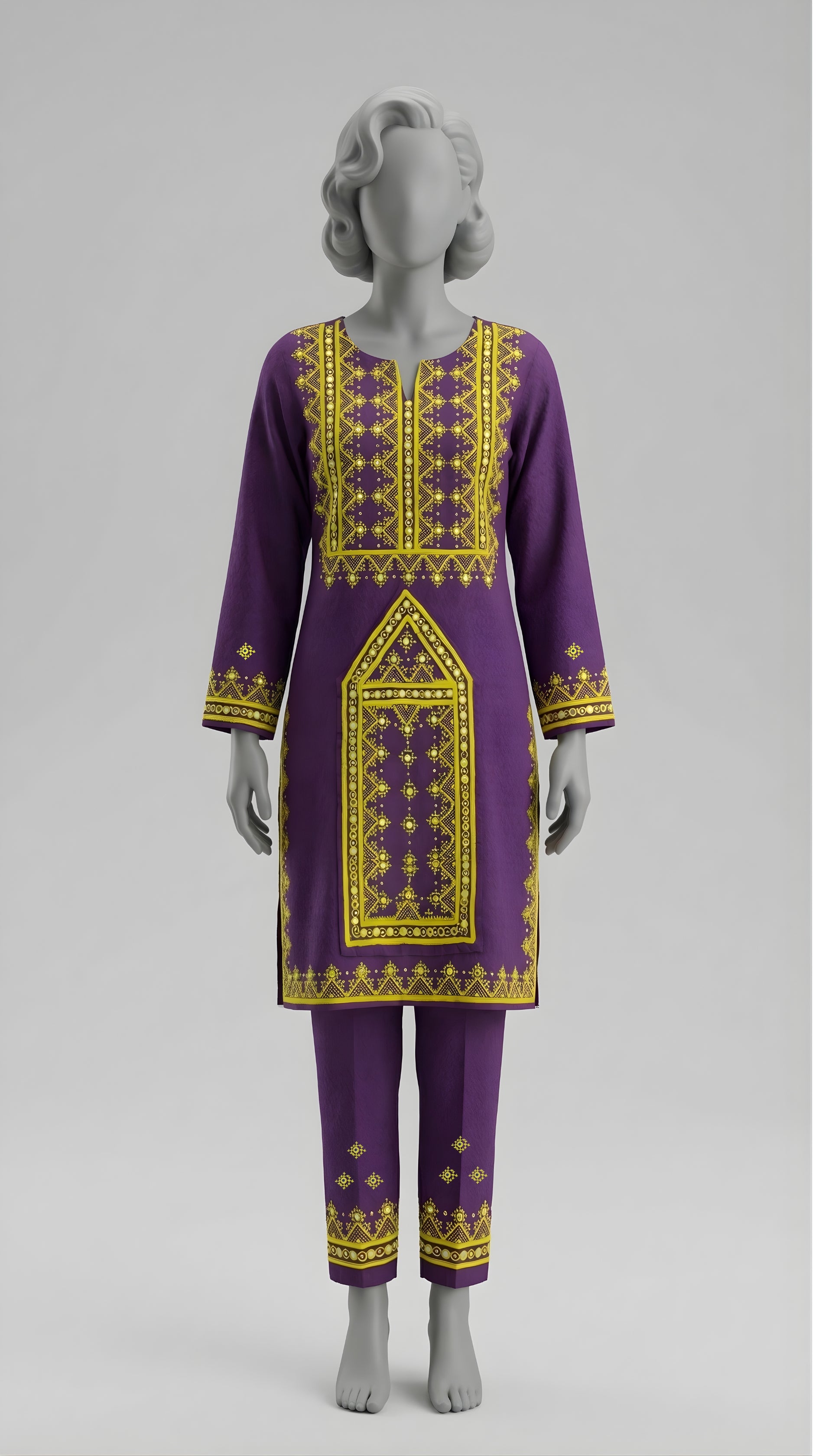 Balochi handmade embroidered suit with traditional needlework