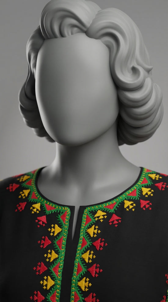  Black hand embroidered lawn suit with Balochi Adda work
