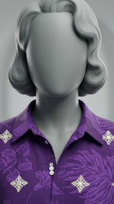Baggy style open shirt with Balochi embroidery in purple lawn