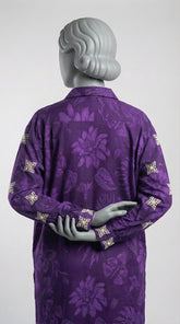 Two piece purple lawn suit with off-white mirror embellishments
