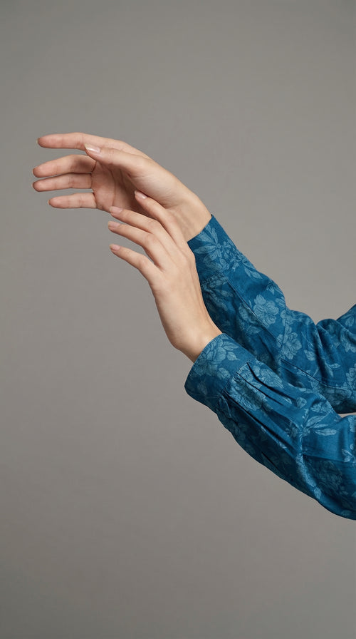 Two piece sea green printed lawn suit with side pockets
